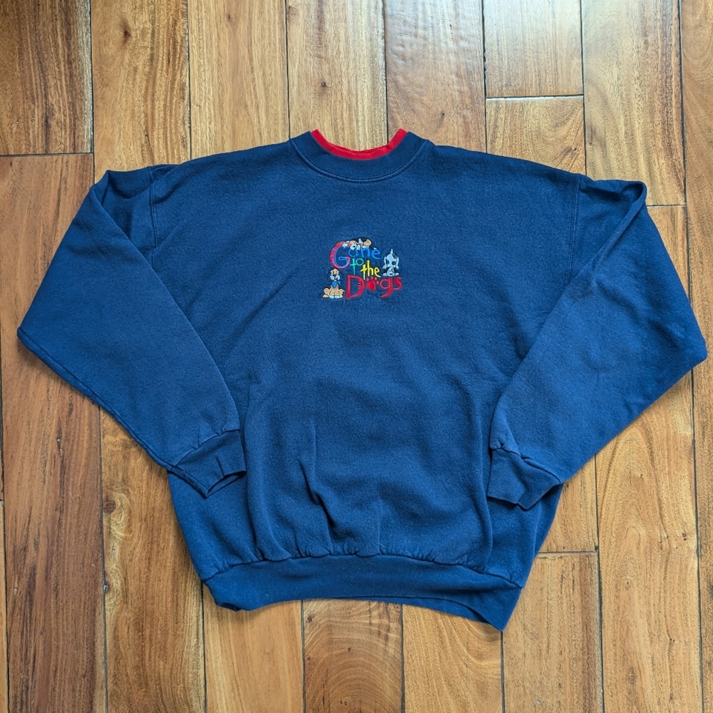 Vintage 90's Embroidered Dogs Crewneck (M)